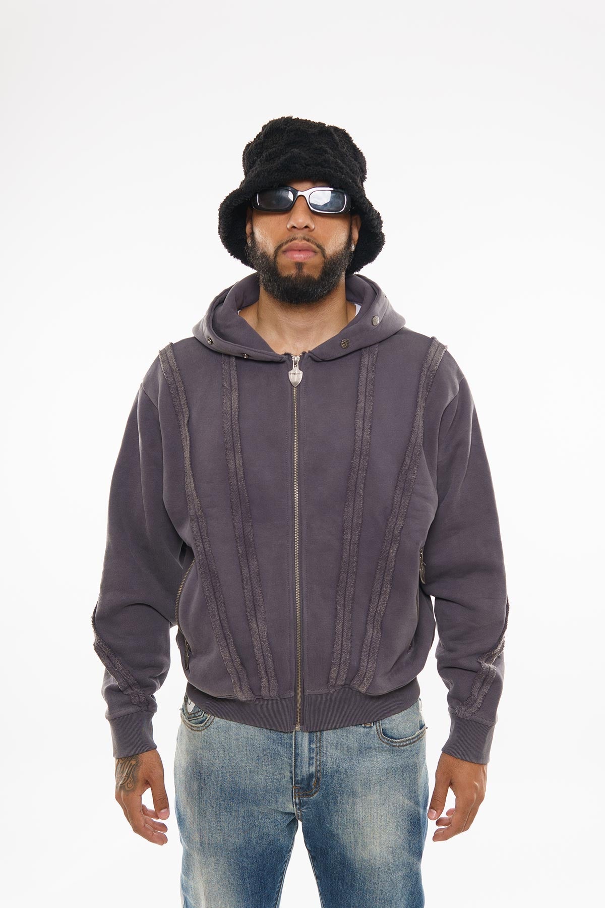 Unknown washed effect full-zip hoodie By Unknown-14