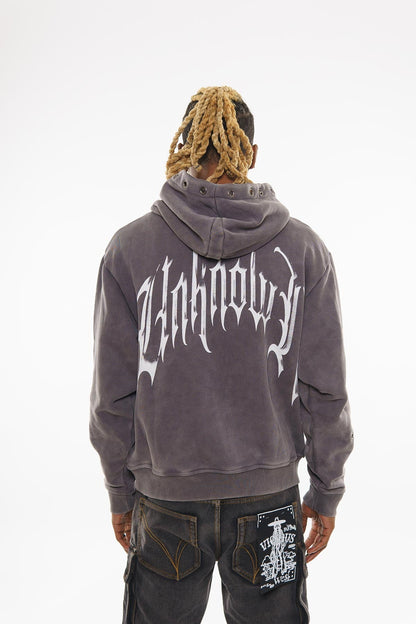 Unknown washed effect pullover hoodie By Unknown-23