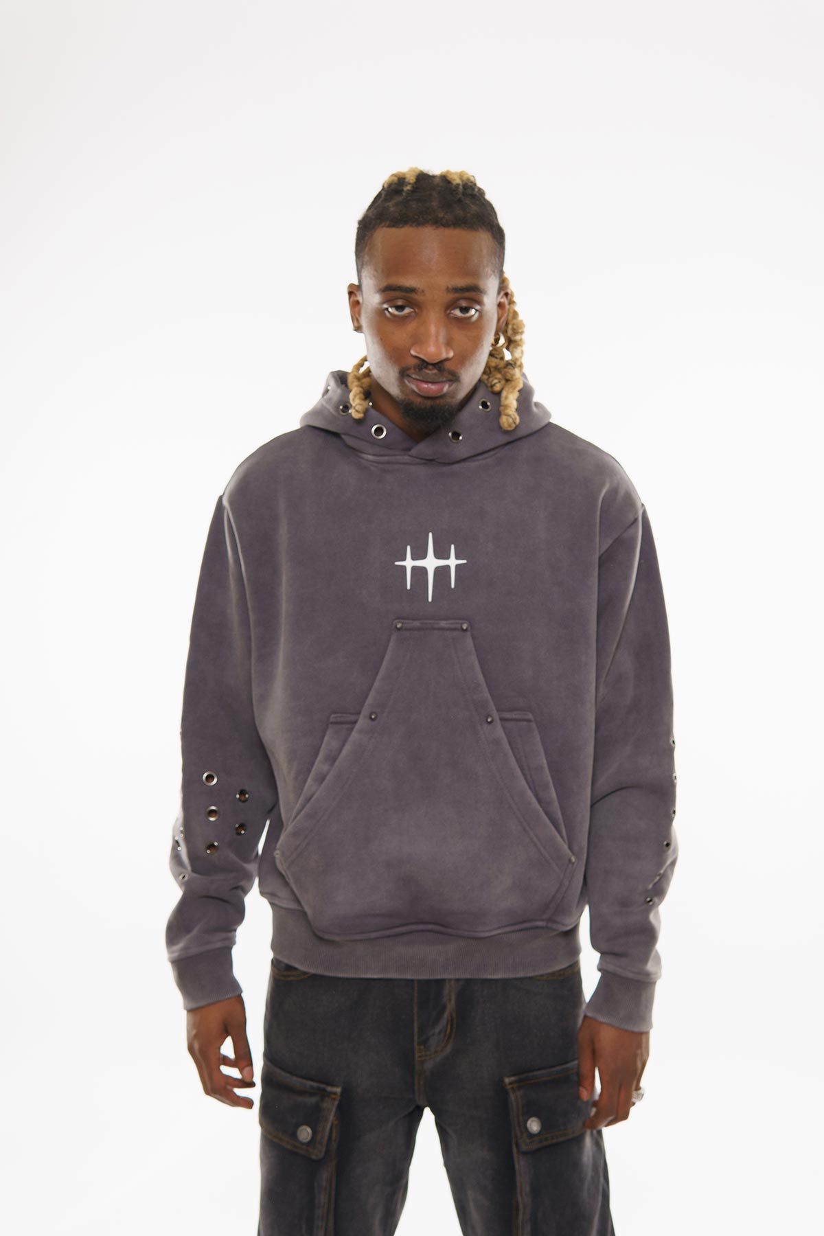 Unknown washed effect pullover hoodie By Unknown-24