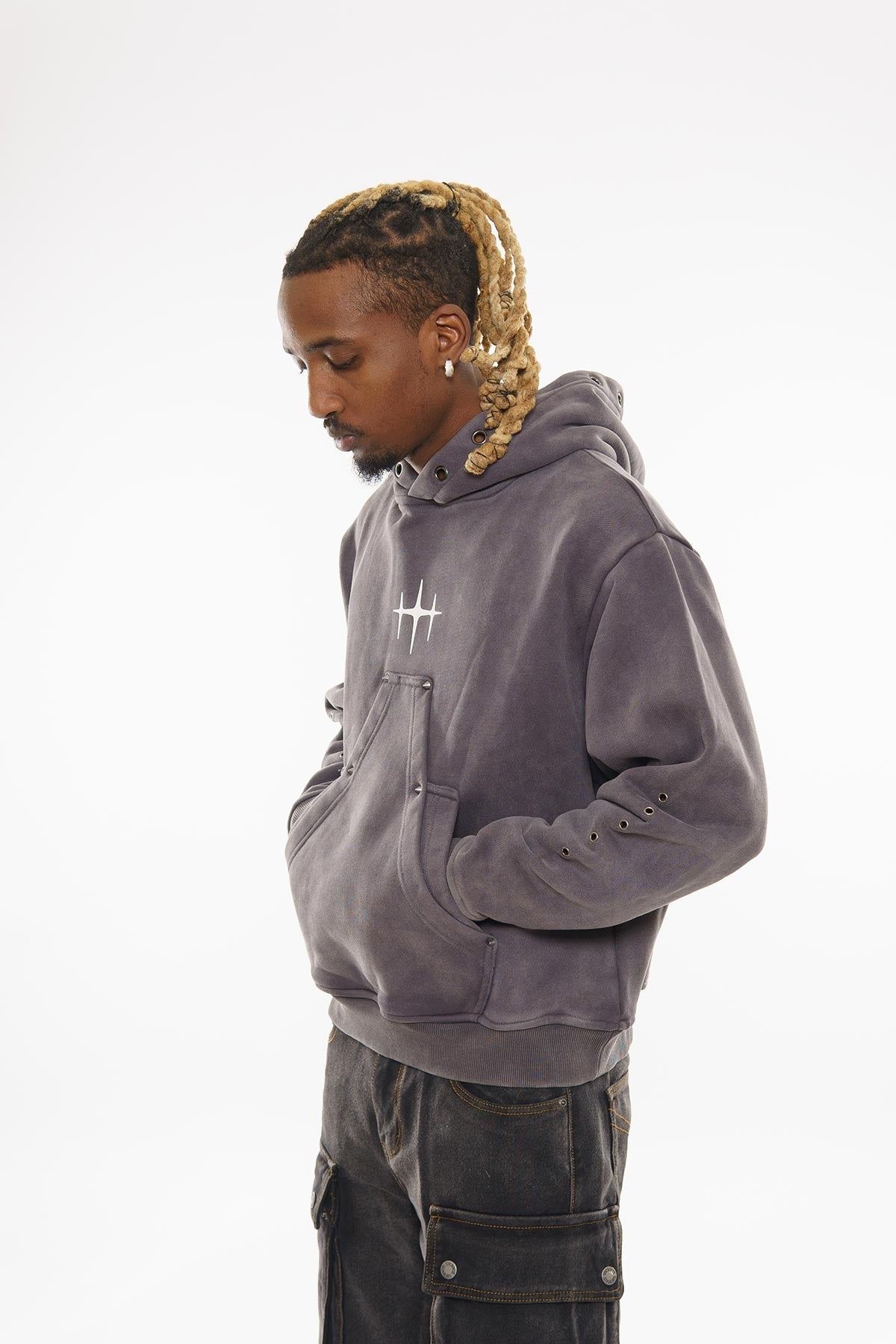 Unknown washed effect pullover hoodie By Unknown-25