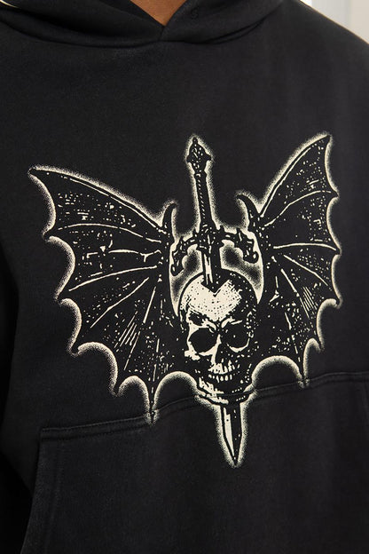 Sword in skull oversized pull-over hoodie By Chosen-7