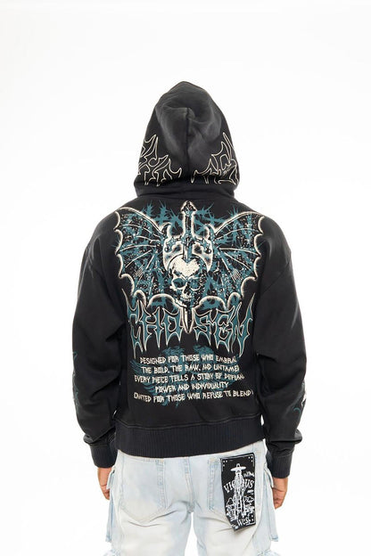 Sword in skull oversized pull-over hoodie By Chosen-10