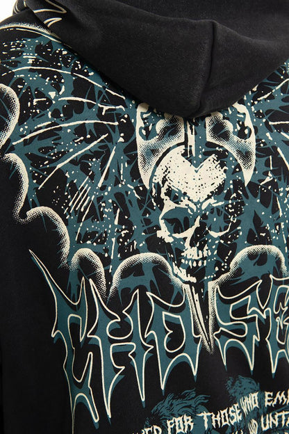 Sword in skull oversized pull-over hoodie By Chosen-12