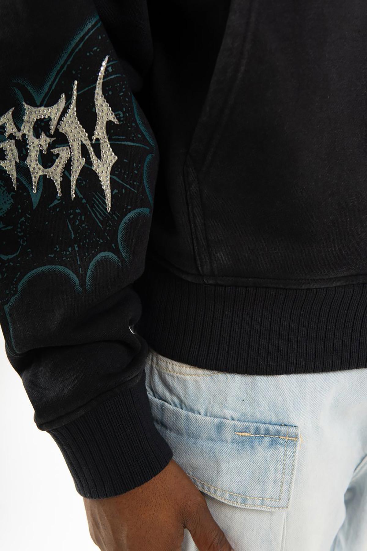 Sword in skull oversized pull-over hoodie by Chosen, view 13