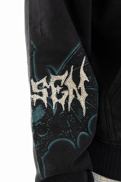 Sword in skull oversized pull-over hoodie By Chosen-14