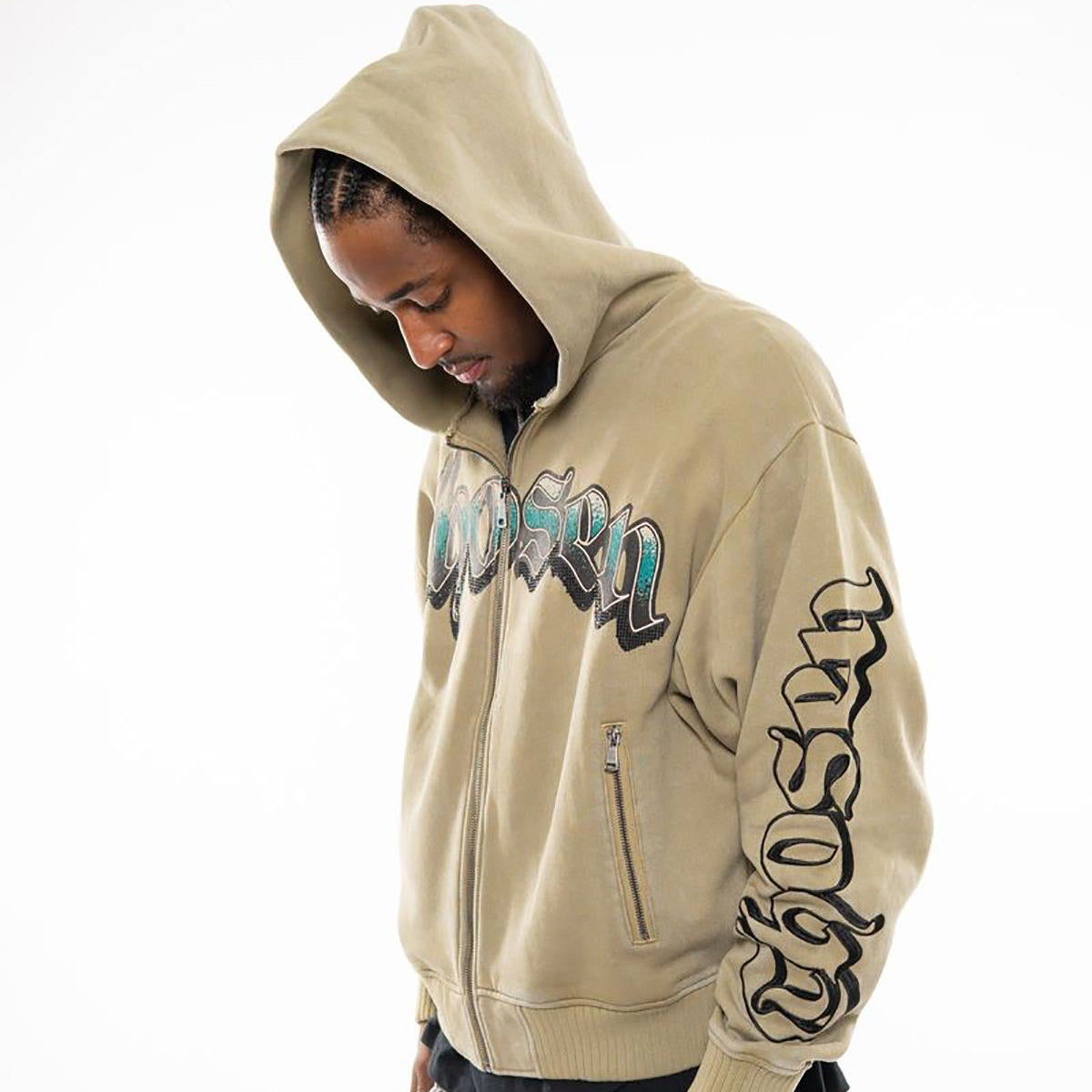 Anarchy oversized full zip hoodie by Chosen, view 3