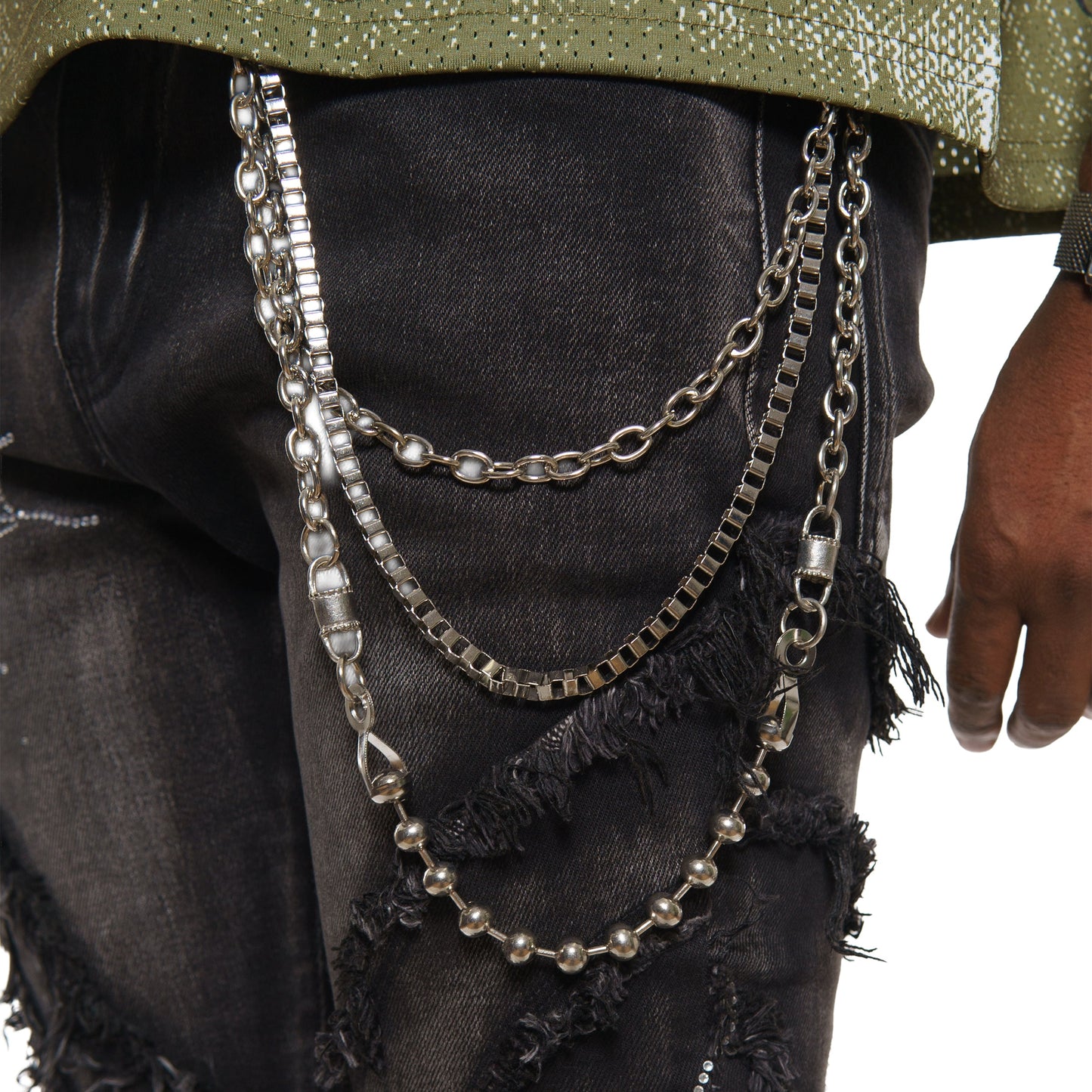 Stack denim pant w/ studded spider webs By Vicious-5