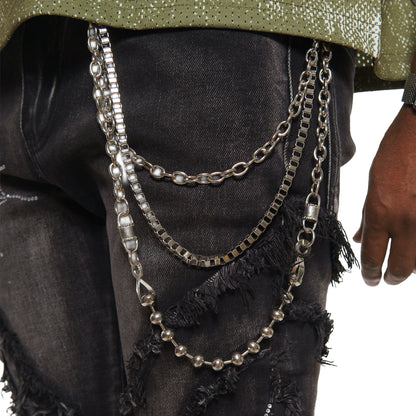 Stack denim pant w/ studded spider webs By Vicious-5