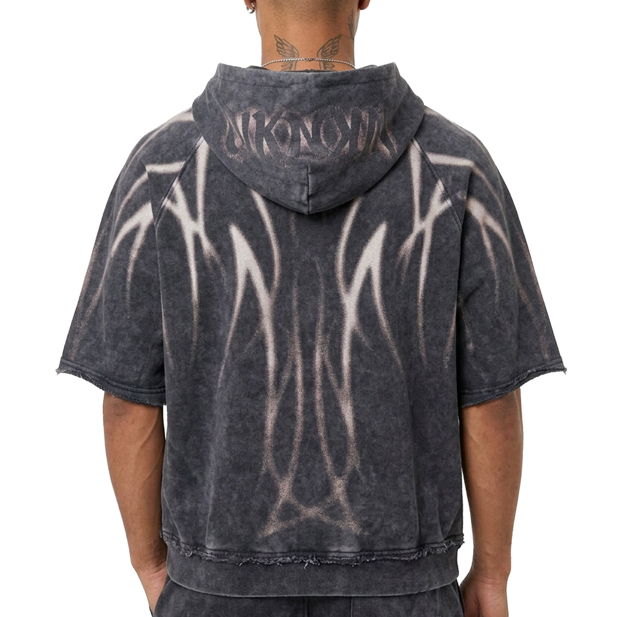Short sleeve printed hoodie by Unknown, view 2