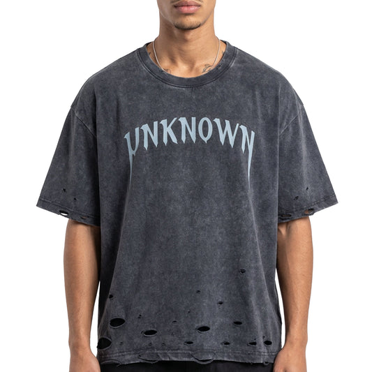 Distressed logo washed tee by Unknown - 1
