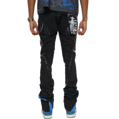 Stack denim w/ leather cut & sew details By Vicious-14