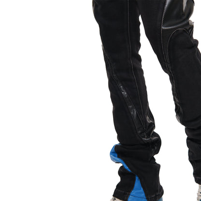 Stack denim w/ leather cut & sew details By Vicious-11