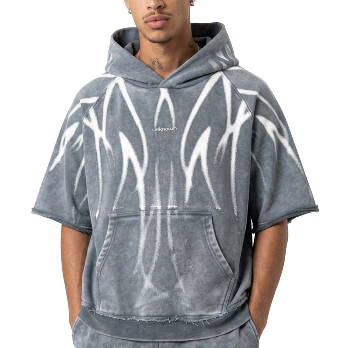 Short sleeve printed hoodie by Unknown, view 7