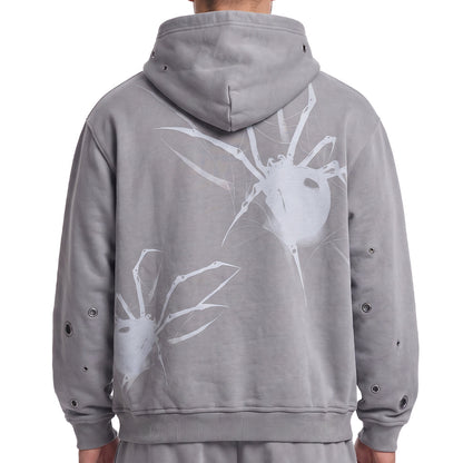 Unknown Garment-dyed, heavyweight cotton fleece cropped pullover hoodie