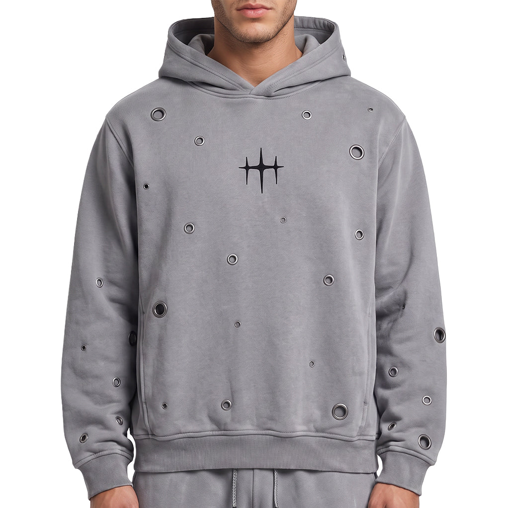 Unknown Garment-dyed, heavyweight cotton fleece cropped pullover hoodie by Unknown, view 1