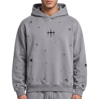 Unknown Garment-dyed, heavyweight cotton fleece cropped pullover hoodie