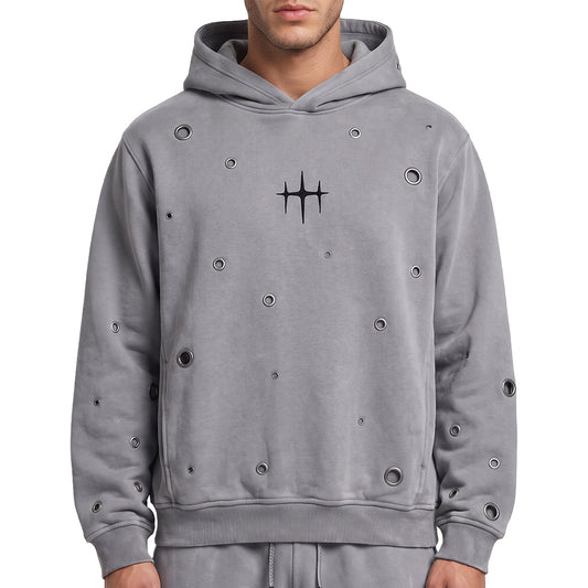 Unknown Garment-dyed, heavyweight cotton fleece cropped pullover hoodie