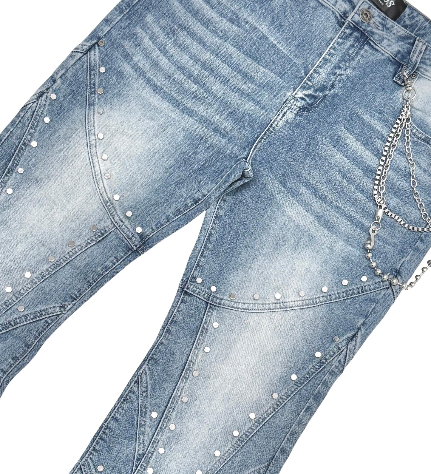 Embellished studded premium rhinestone denim pant By Vicious-4