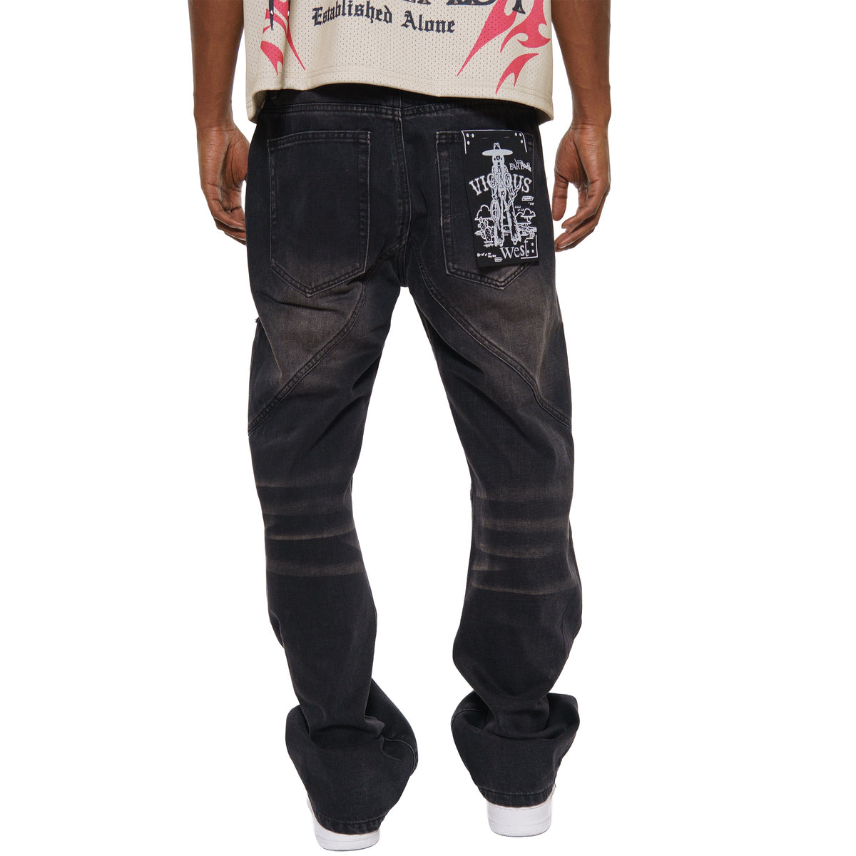 Studded premium denim western fit pant by Vicious, view 4