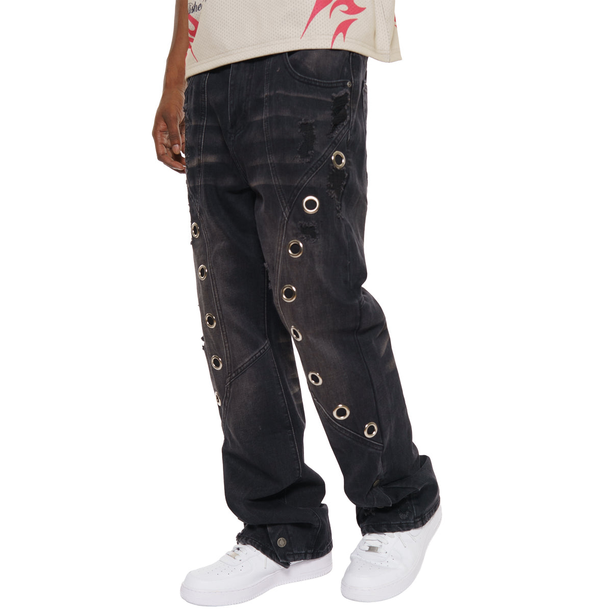 Studded premium denim western fit pant by Vicious, view 2