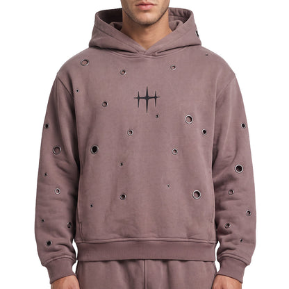 Unknown Garment-dyed, heavyweight cotton fleece cropped pullover hoodie