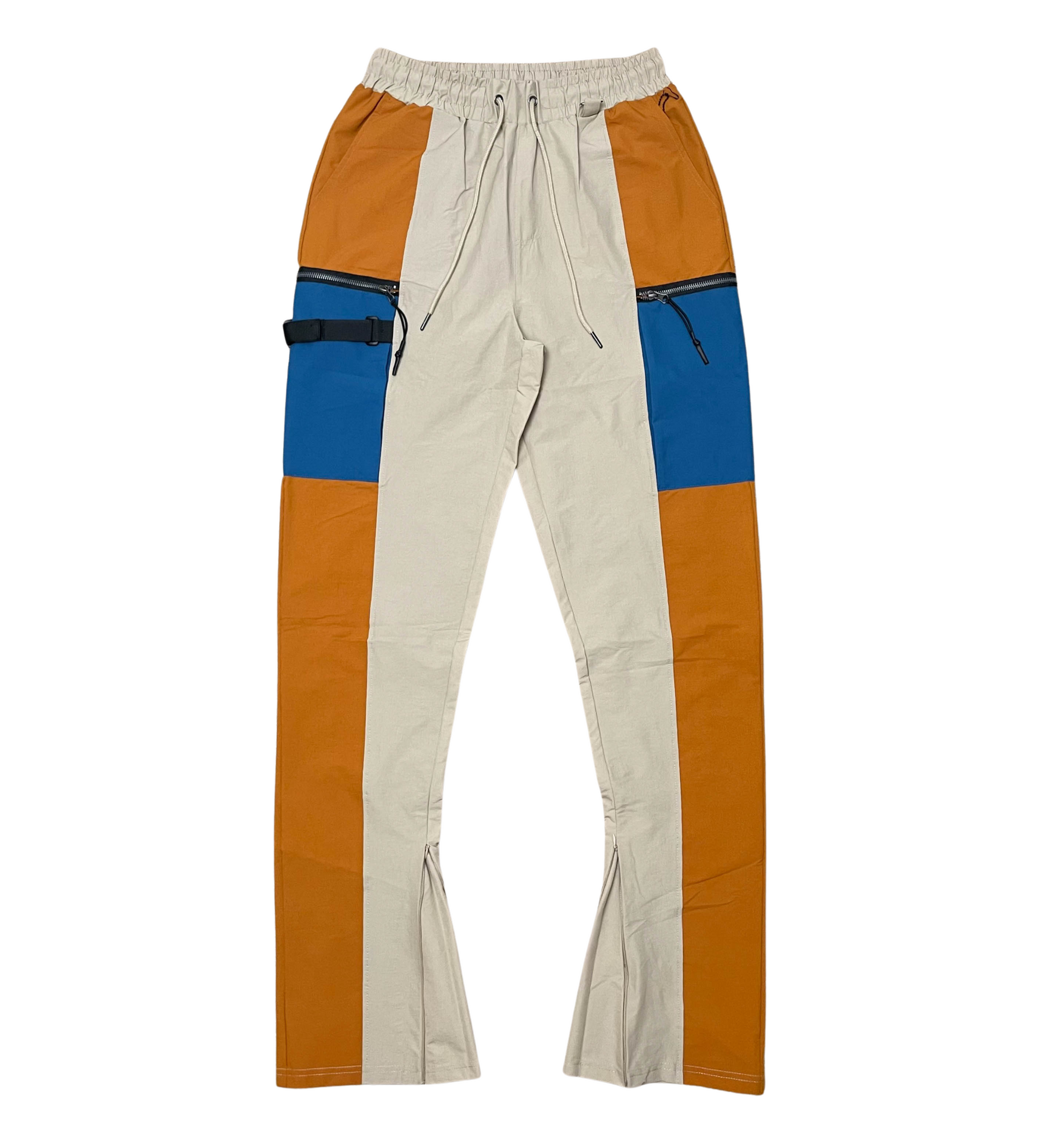 Stacked Nylon Color Block Jogger w/ Zipper Trim - Black | Motive _2