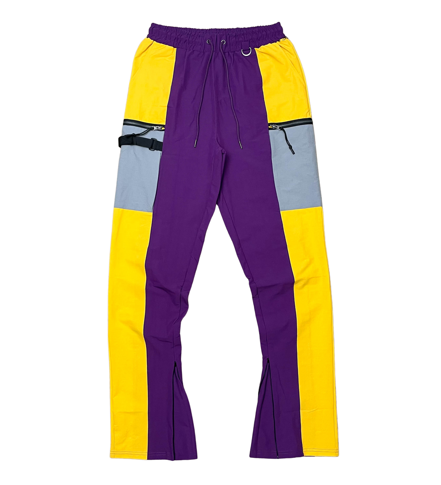 Stacked Nylon Color Block Jogger w/ Zipper Trim - Black | Motive _4