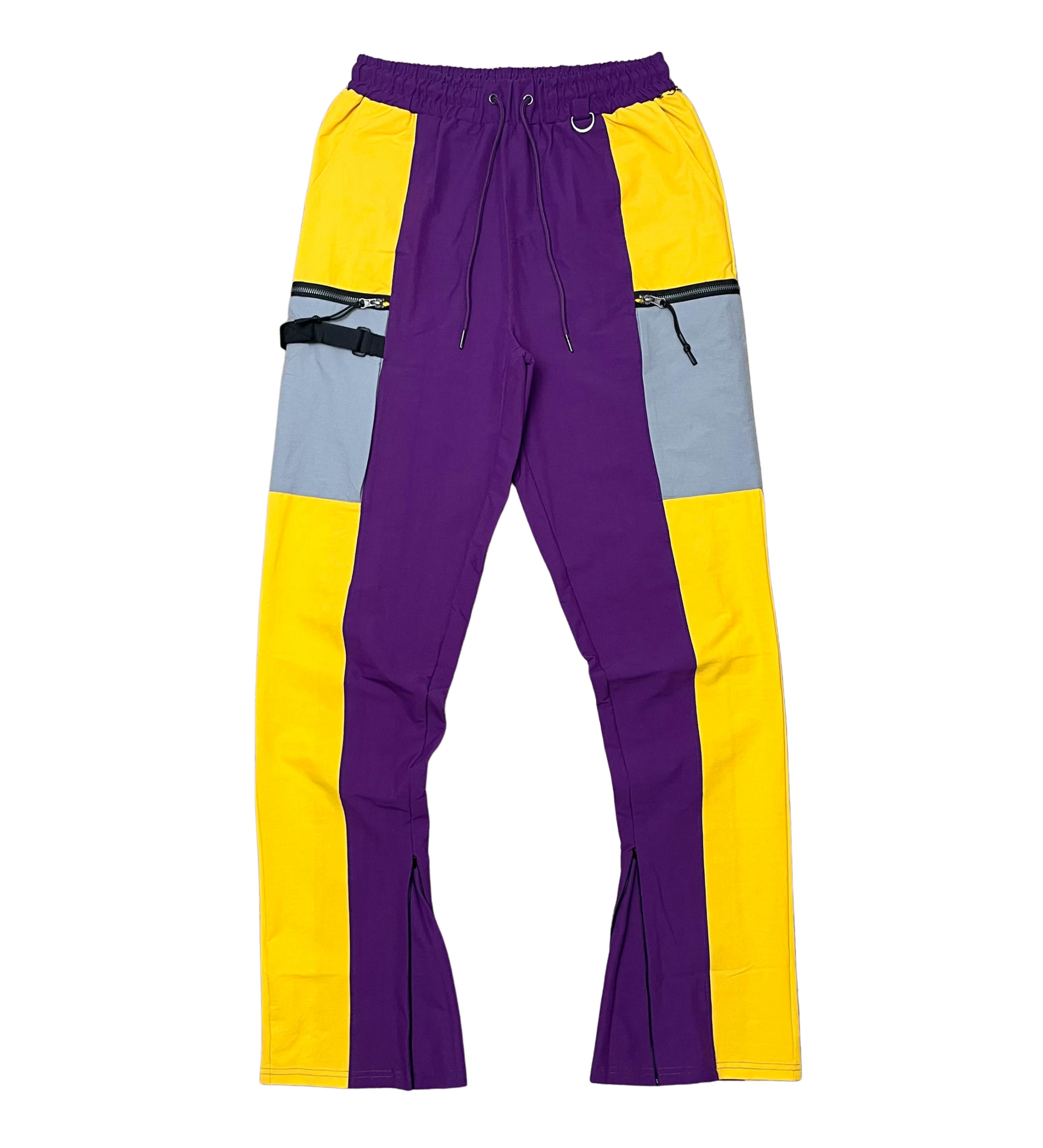Stacked Nylon Color Block Jogger w/ Zipper Trim - Black | Motive _4