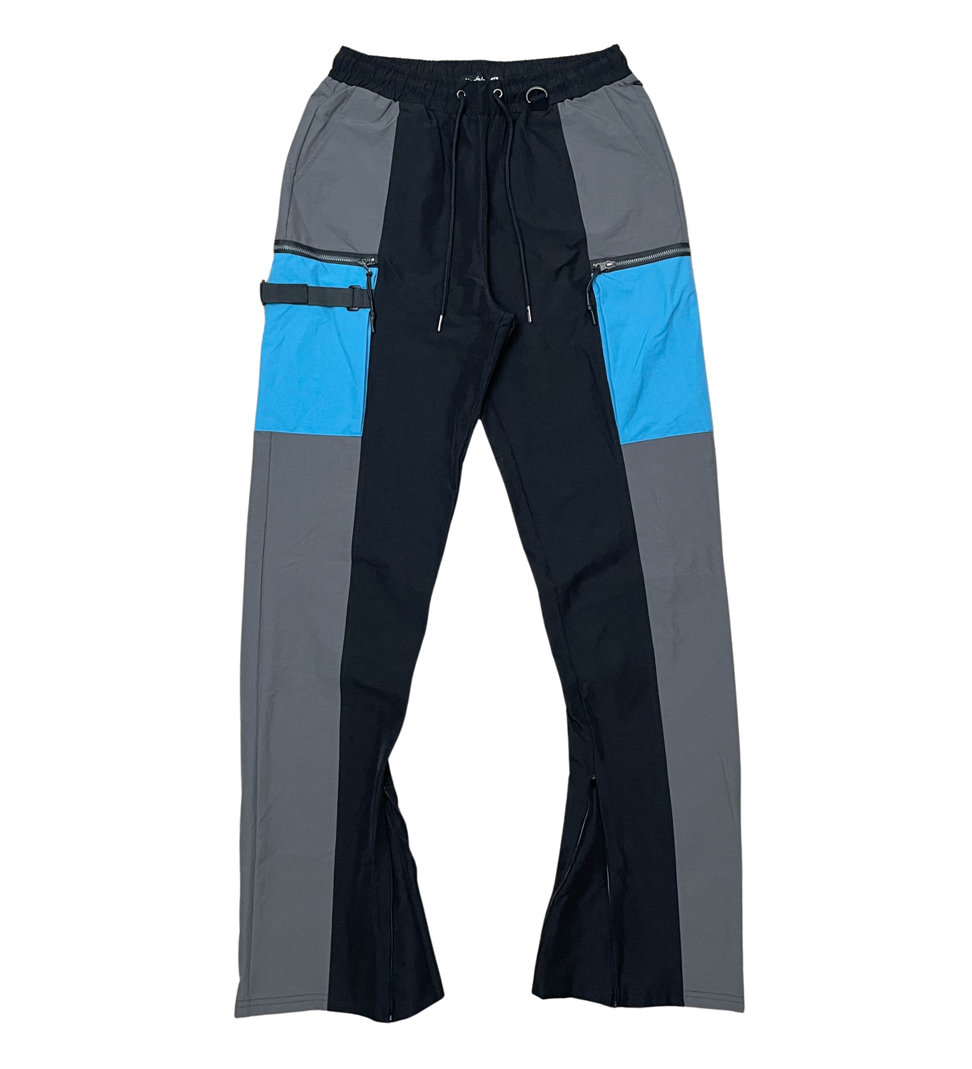 Stacked Nylon Color Block Jogger w/ Zipper Trim - Black | Motive _1