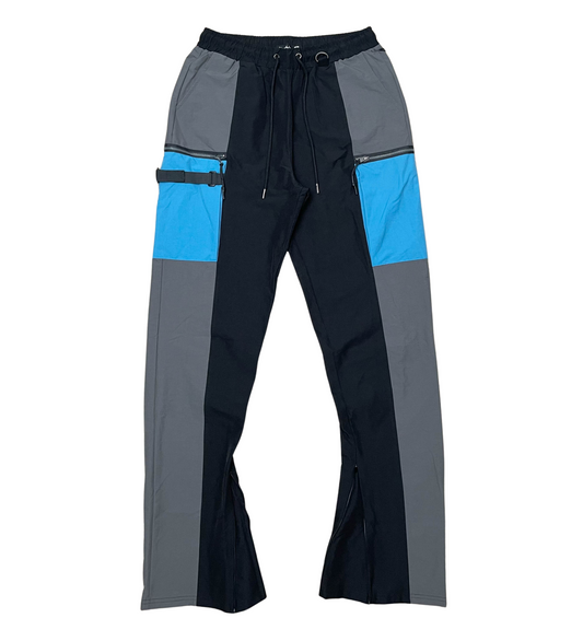Stacked Nylon Color Block Jogger w/ Zipper Trim - Black | Motive _1