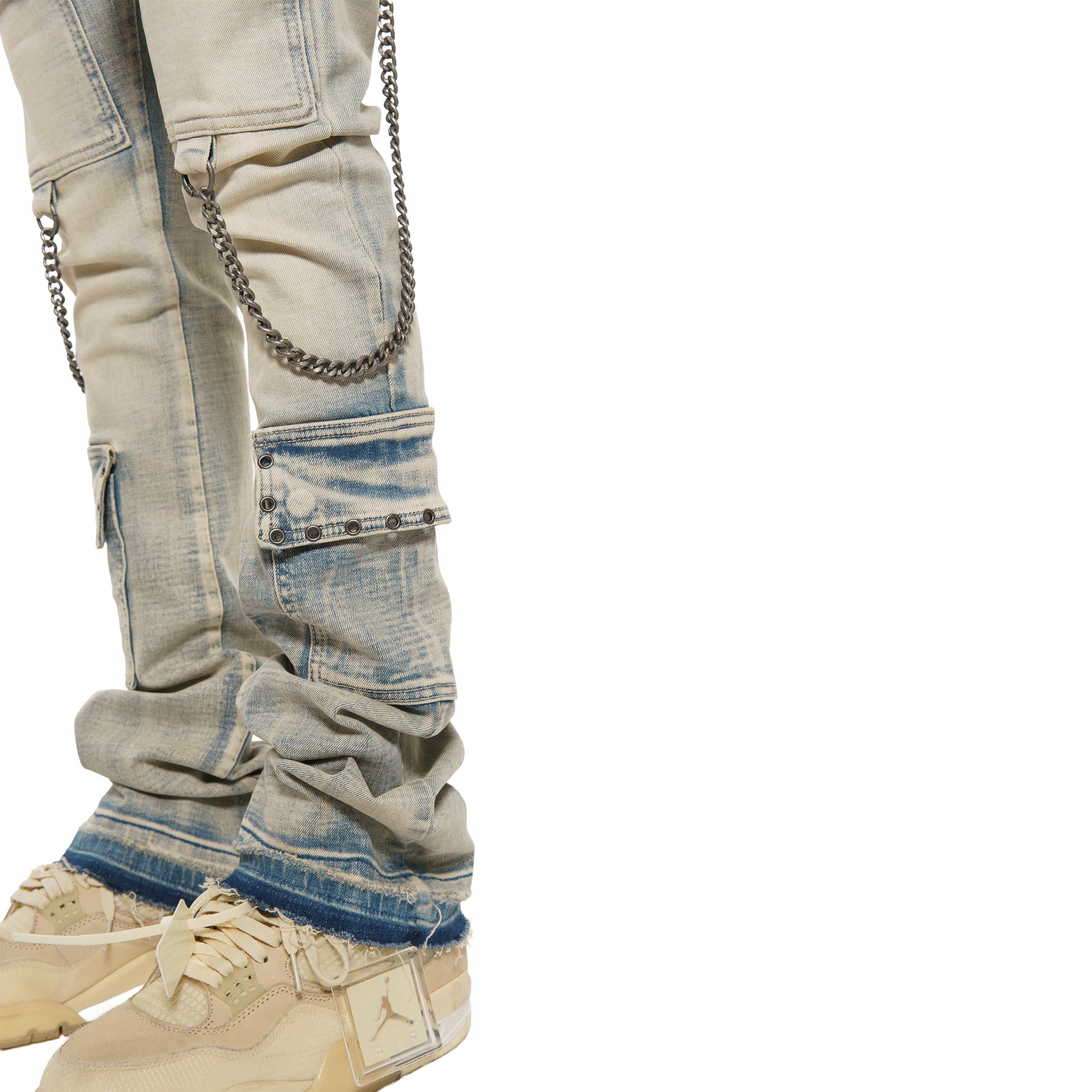 Flare fit denim pant w/ stone details + chains By Vicious-6