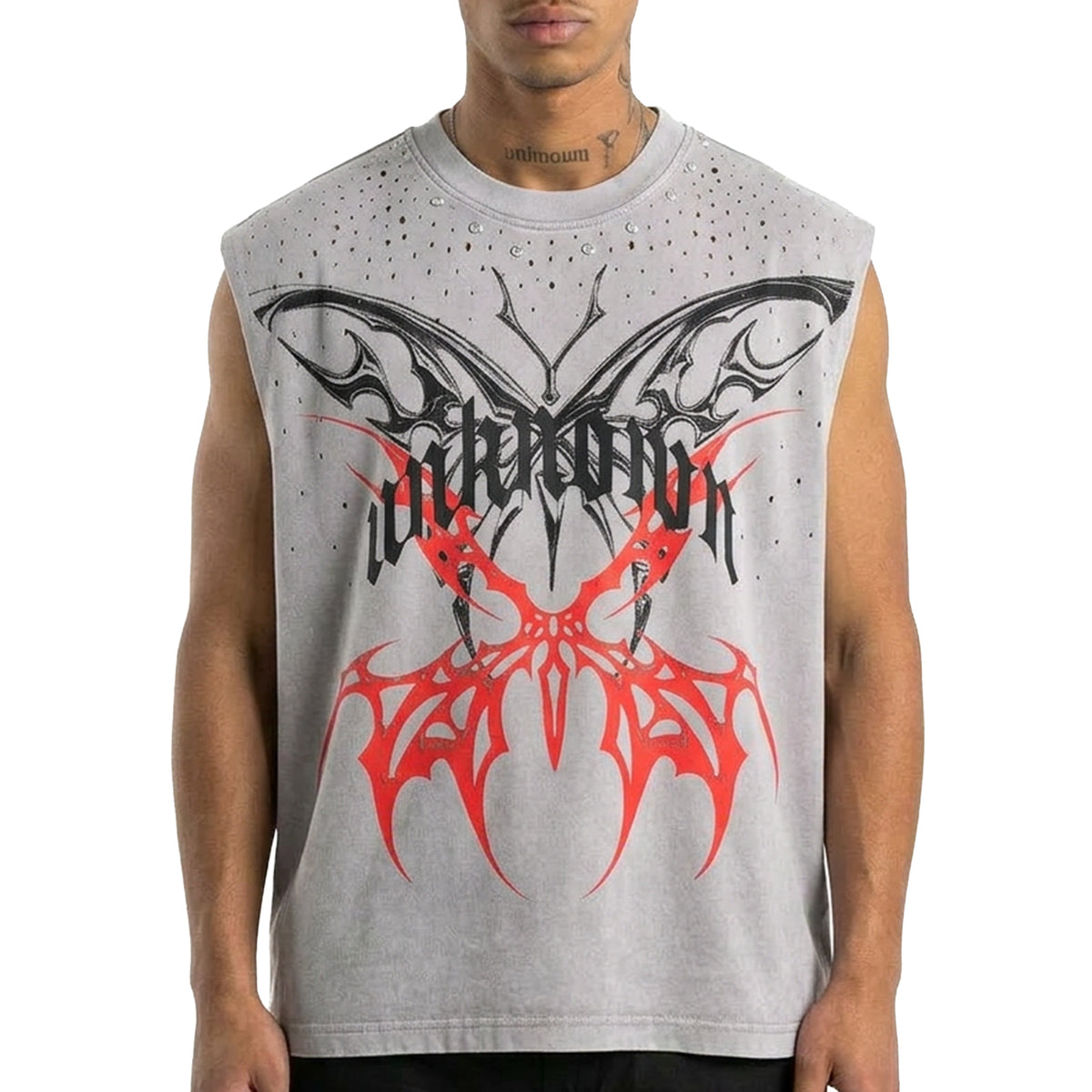 Printed wings sleeveless tee by Unknown, view 1