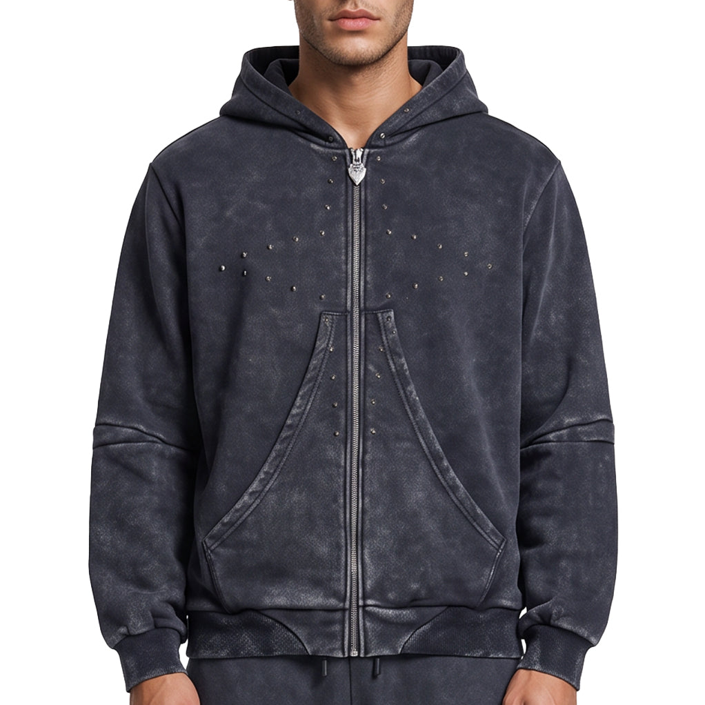 Unknown Winged Rivet Zip Hoodie by Unknown, view 2