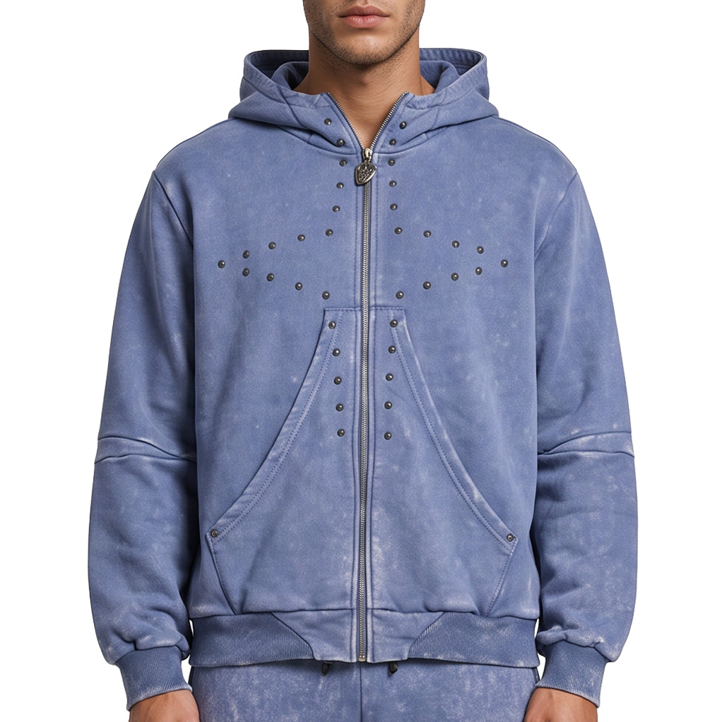 Unknown Winged Rivet Zip Hoodie by Unknown, view 1