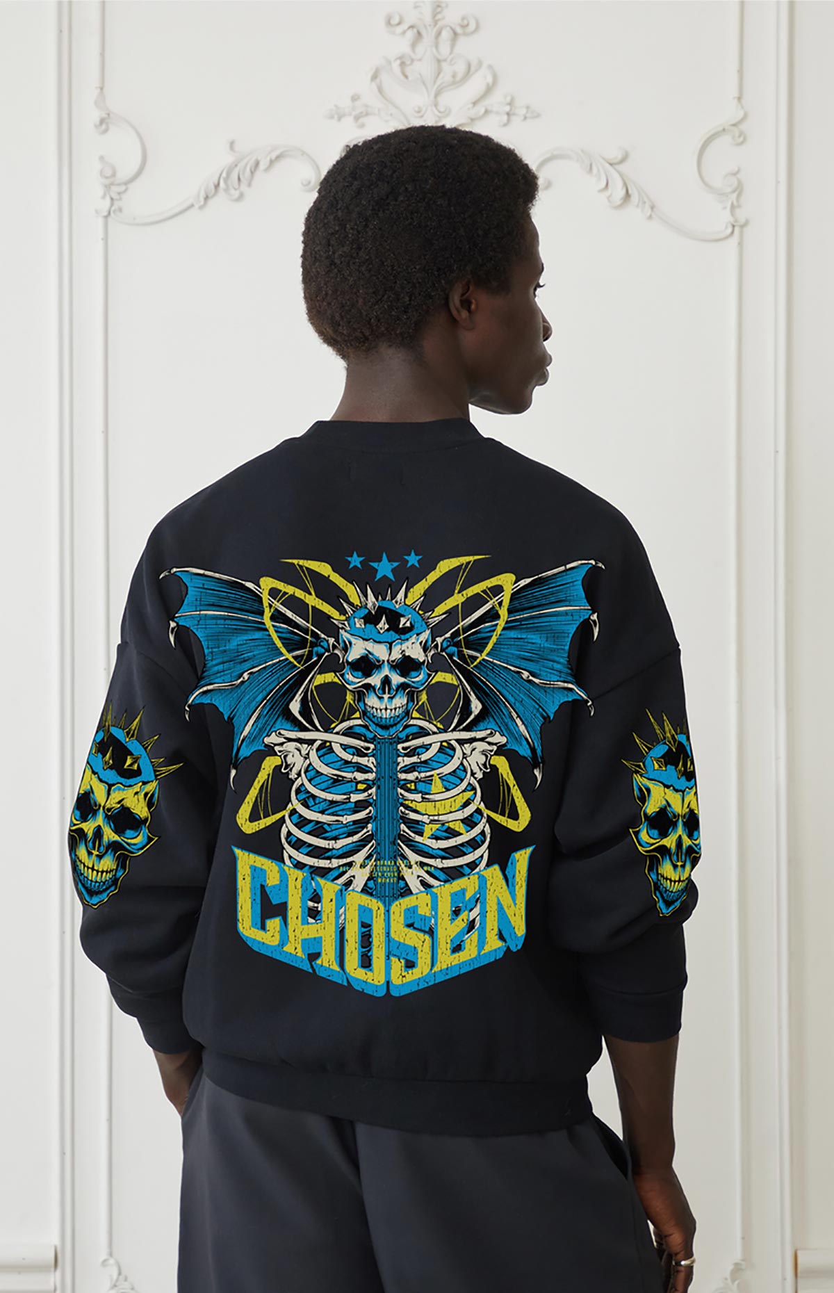 Chosen spiked skull oversized sweatshirt by VIERICHEPARIS, view 7