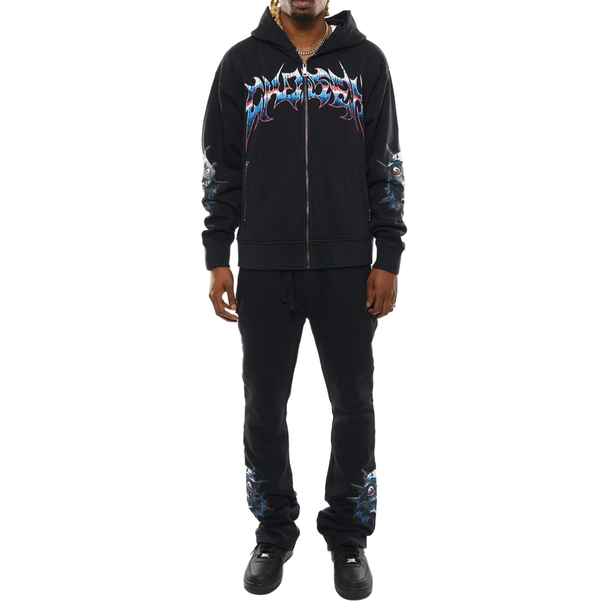 Crazy eyes oversized full zip hoodie set by Chosen, view 2
