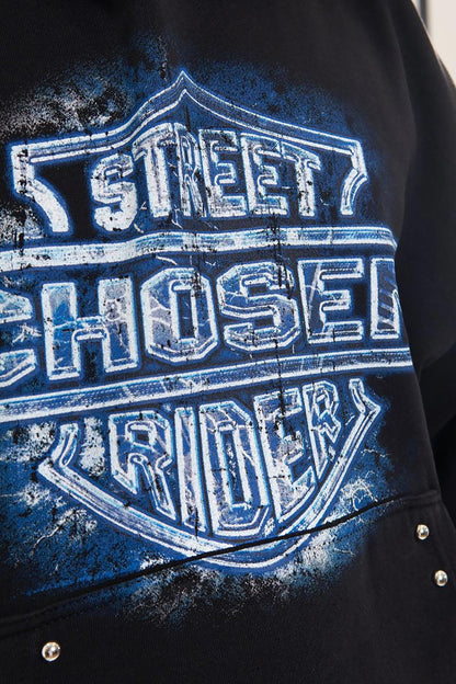 Street rider oversized pull-over hoodie Black by Chosen - 4