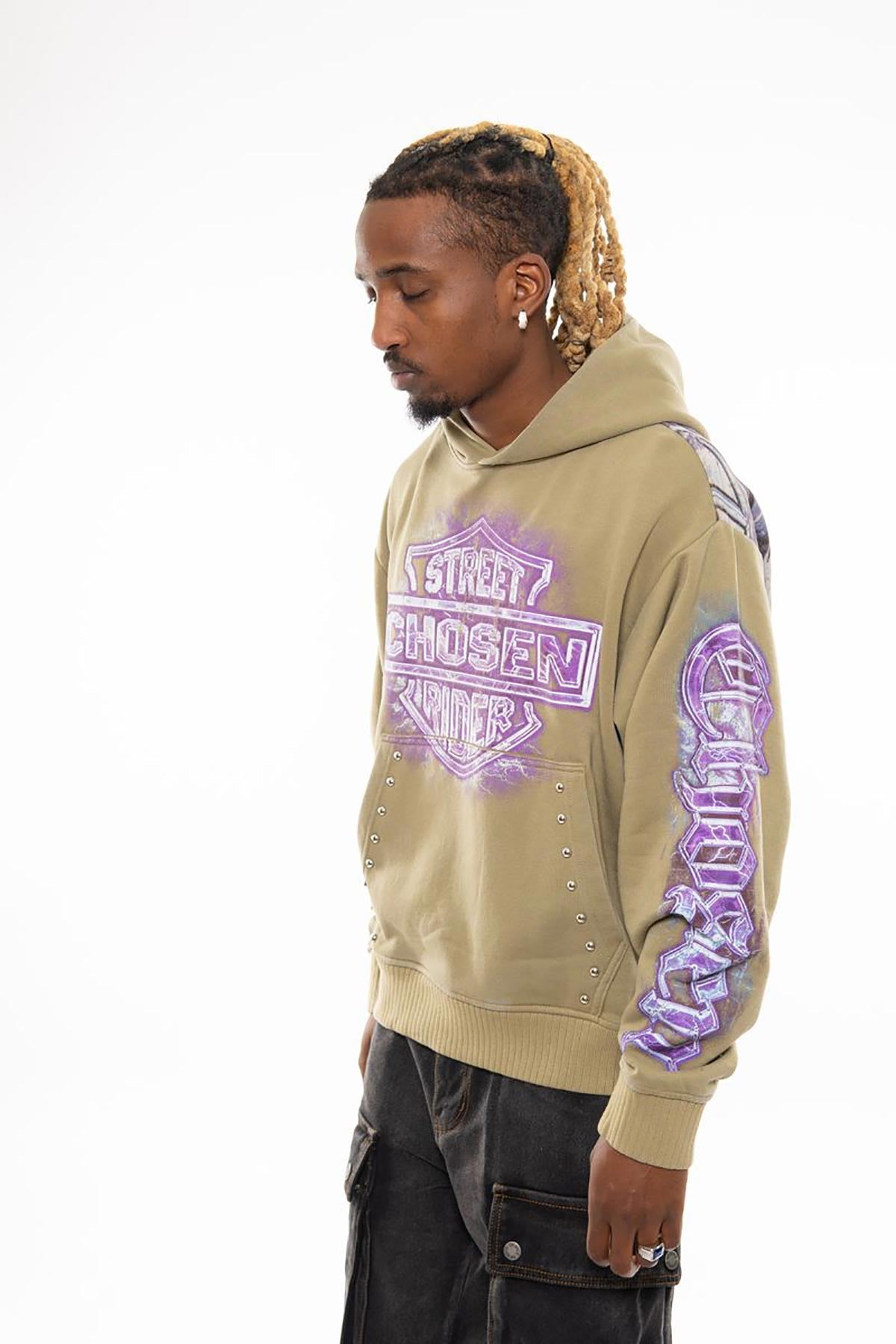 Street rider oversized pull-over hoodie Dried Herb by Chosen - 2