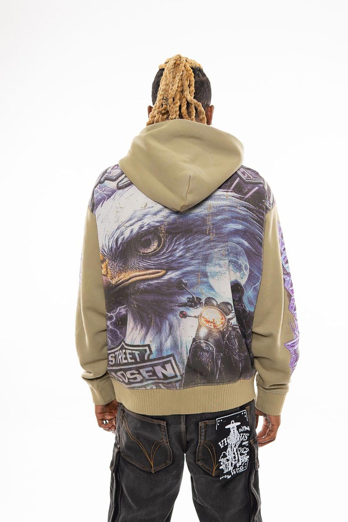 Street rider oversized pull-over hoodie Dried Herb by Chosen - 3