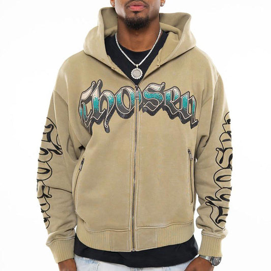 Anarchy oversized full zip hoodie Dried Herb by Chosen - 1