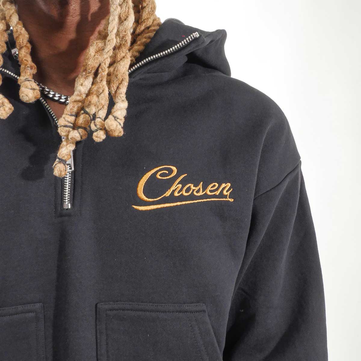 Washed Quarter Zip Frame Hoodie Black by Chosen - 3