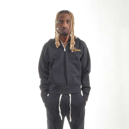 Washed Quarter Zip Frame Hoodie Black by Chosen - 5