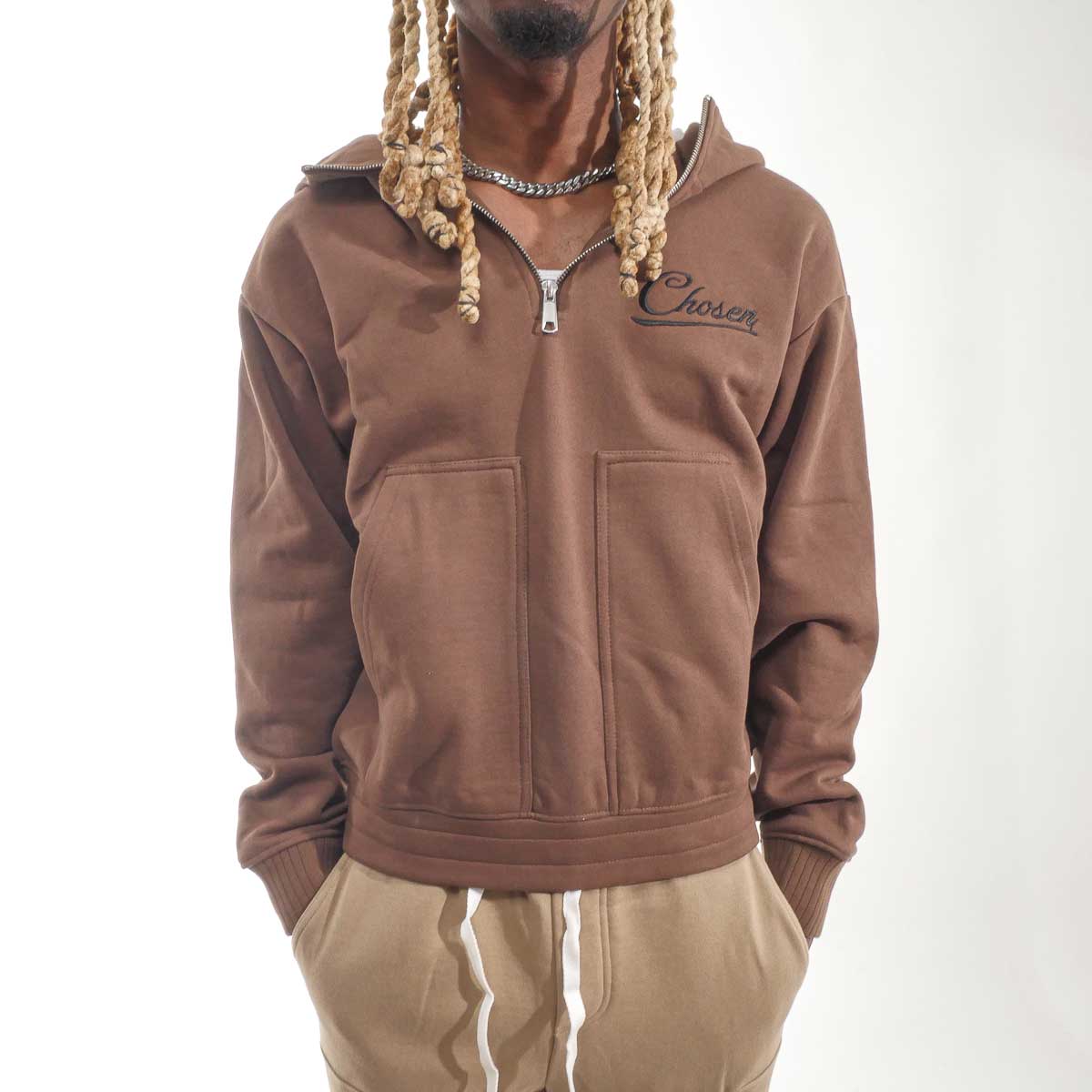 Washed Quarter Zip Frame Hoodie Carafe by Chosen - 3