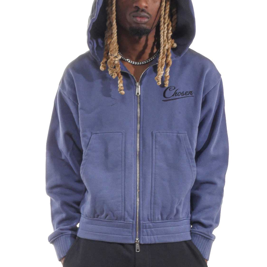 Chosen Washed Full-Zip Hoodie Blue Grey by Chosen - 1