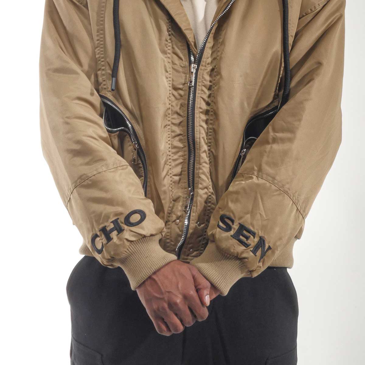Relaxed Hooded Bomber Jacket Sand by Chosen - 3