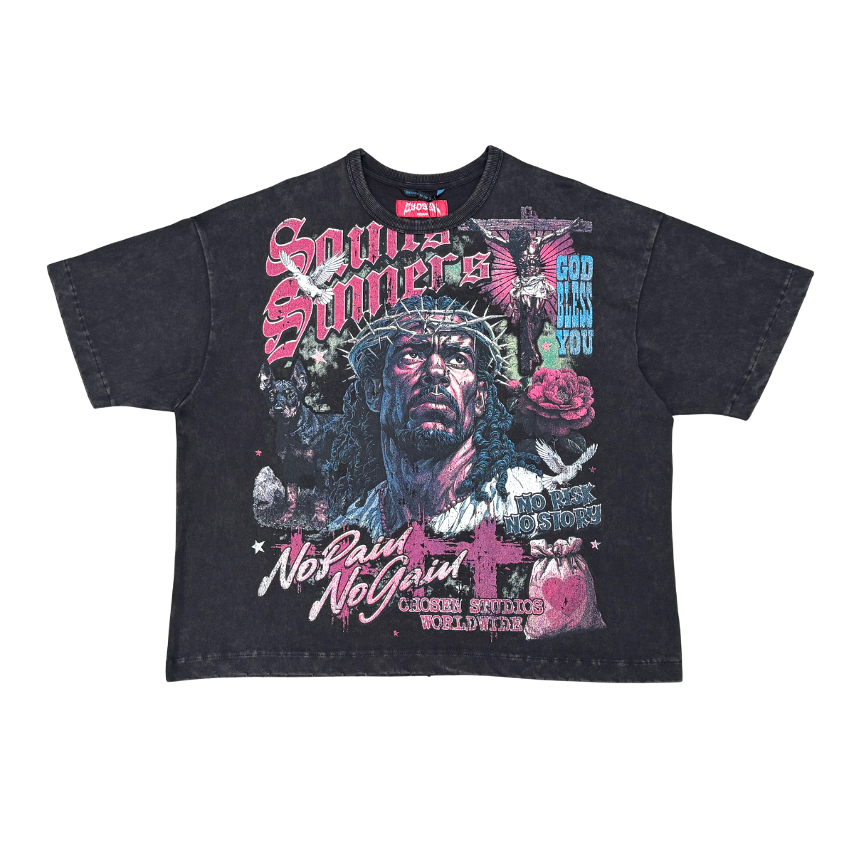 No Pain No Gain Vintage Jesus Graphic Tee by Chosen, view 3