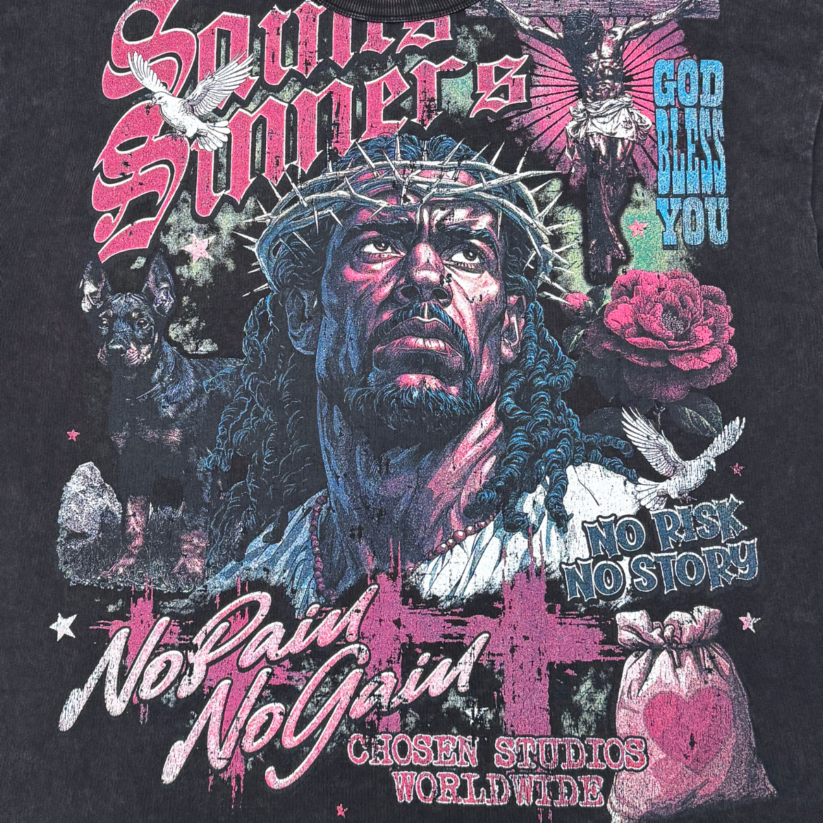 No Pain No Gain Vintage Jesus Graphic Tee by VIERICHEPARIS, view 4