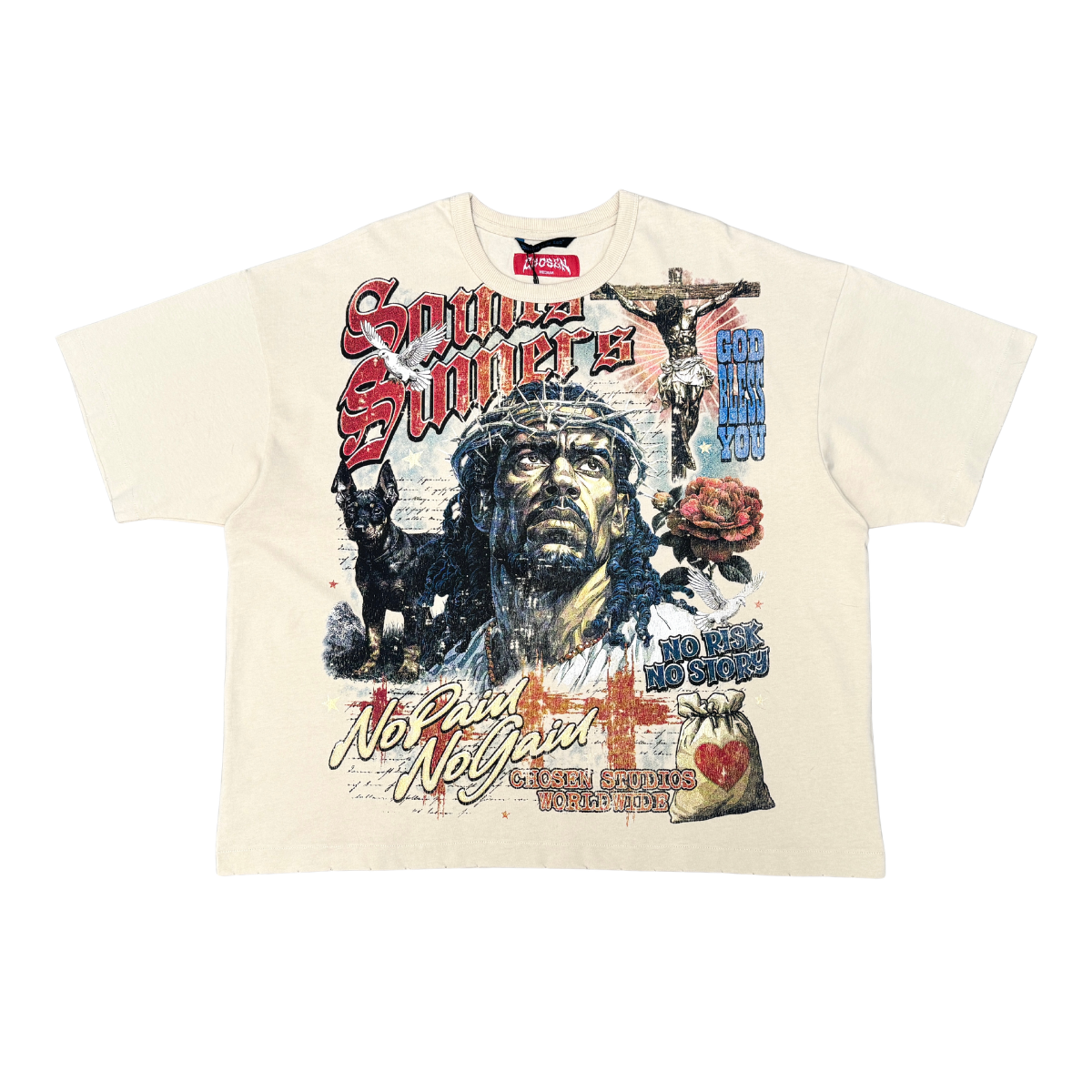 No Pain No Gain Vintage Jesus Graphic Tee by Chosen, view 8