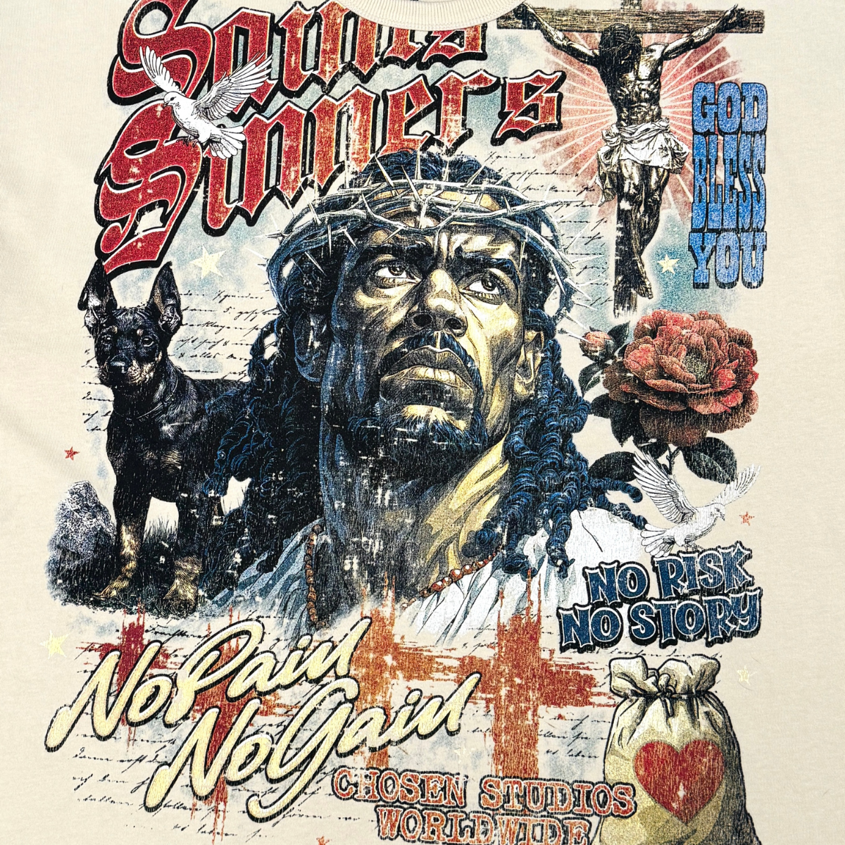 No Pain No Gain Vintage Jesus Graphic Tee by Chosen, view 9
