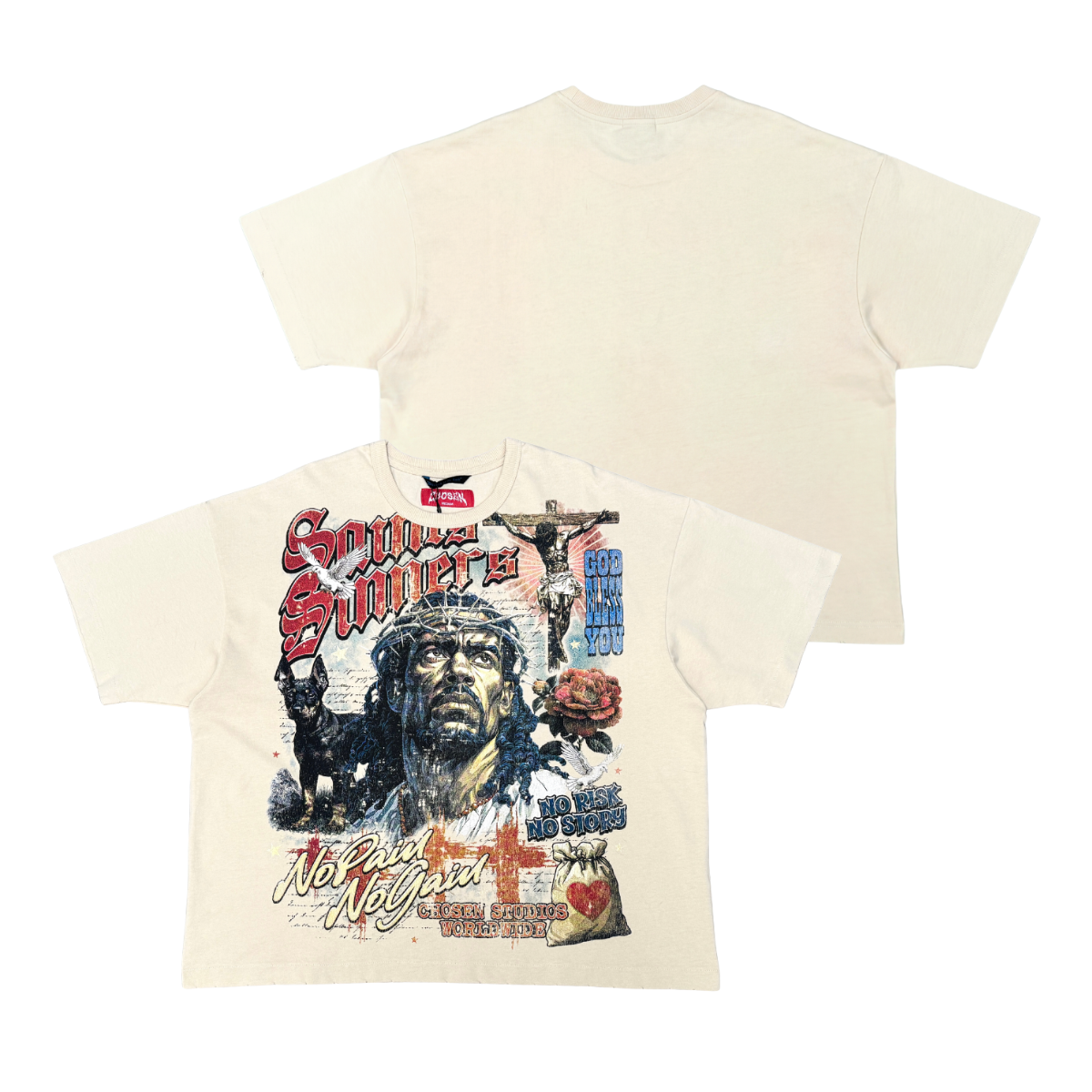 No Pain No Gain Vintage Jesus Graphic Tee by VIERICHEPARIS, view 12